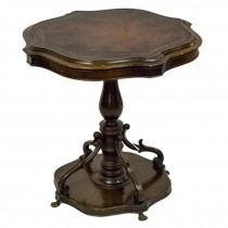 TABLE-Dark Wood W/Leather Inset Top