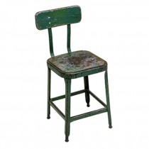 CHAIR-Vintage Metal Insdustrial Side Chair/Distressed Green