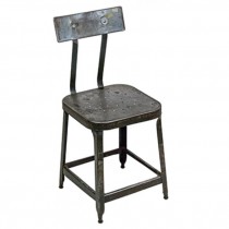 CHAIR-Vintage Metal Industrial Side Chair/Distressed Brown