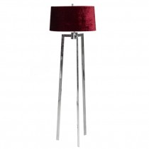 LAMP-Floor Lamp W/Chrome Tripod Base and Red Velvet Shade
