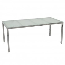 TABLE-Modern Dining Table-Chrome Frame/Frosted Glass