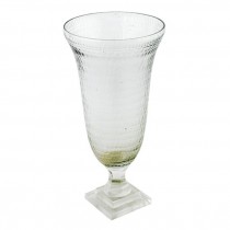 VASE-Faceted Glass/Urn Shape W/Pedestal Base