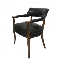 ARM CHAIR-Office "Guest Chair" Brown Leather W/Wood Frame