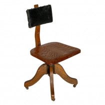 CHAIR-Armless Vintage Drafter's Wooden on Wheels