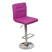 STOOL- Dark Pink-Armless-Chrome Base W/Footrest