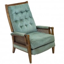 CHAIR-Arm-Blue Tufted Back/Wood Frame