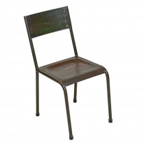 CHAIR-Vintage Metal Armless Side Chair/Square Seat & Back Rest