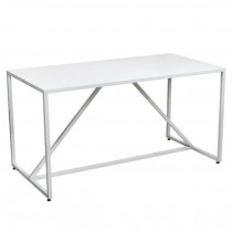 TABLE-White High Gloss W/ White Metal Base