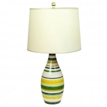 LAMP-Table Ceramic/Green & Yellow Striped