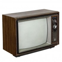 TELEVISION-Vintage GE Television-Wood Grain W/Silver & Black Accents
