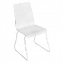 SIDE CHAIR-White Plastic W/White Metal Legs