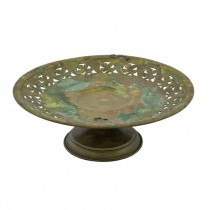 CAKE STAND-BRASS-LEAF RIM W/HOLES