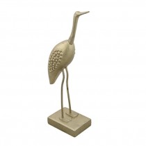 FIGURINE-Brushed Gold Egret-W/Textured Wings/Standing Straight
