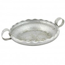 BOWL-Decorative-Silver Colored Embossed Fruit Tray