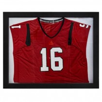 FOOTBALL JERSEY-Red #16 W/White & Black Detail-In Black Frame