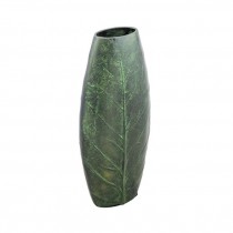 VASE-MediumTall Dark Green Aluminum Leaf