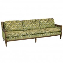 SOFA-MCM Fruitwood Frame/Cut-Out Velvet Blue & Green Floral