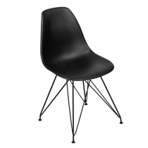 CHAIR-Armless Molded Black Plastic W/Black Metal Legs