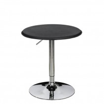 TABLE-Round Cafe W/Black Leather Top & Chrome Base