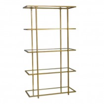 Bookcase-Gold Frame W/Glass Shelves