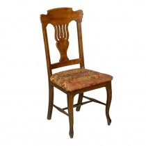 CHAIR-Dining Splat Back W/Red Paisley Seat Cushion