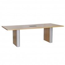 TABLE-Blonde Wood Conference Table W/Chrome Accents