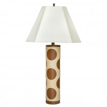 LAMP-Wood Circles W/Cream Enamel
