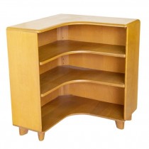 BOOKCASE-Mid Century Modern/Corner/ Blonde Wood