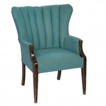 ARM CHAIR- Channel Back/Teal Burnout Geometric Fabric