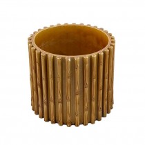 PLANTER-Brown Glazed Faux Bamboo