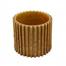 PLANTER-Brown Glazed Faux Bamboo