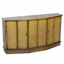 CONSOLE-6 Panel Rattan Front. 2 Doors W/Storage Underneath