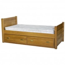 TWIN TRUNDLE BED- (2) Drawer-Light Oak W/Brass Hardware