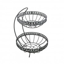 BASKET-2 Tiered Black Metal Fruit Basket