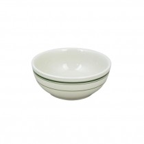 BOWL/Diner Soup Bowl White W/Green Stripe