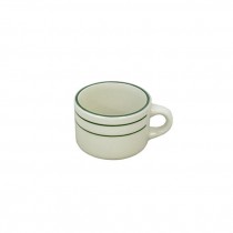 CUP-Diner Coffee Cup White W/Green Stripe
