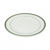 PLATE-Diner Dinner Plate White W/Green Stripes