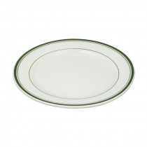 PLATE-Diner Dinner Plate White W/Green Stripes