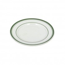 PLATE-Diner Salad Plate White W/Green stripes