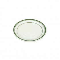 SAUCER-Diner Coffee Cup Saucer White W/Green Stripe