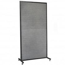 SCREEN-Rolling Double Side Faux Grey Brick/Mahogany Panel