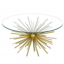 COFFEE TABLE-Gold Metal Sputnik Inspired W/Glass Top