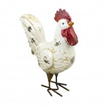 FIGURINE-Cream Ceramic Rooster W/Wire Legs