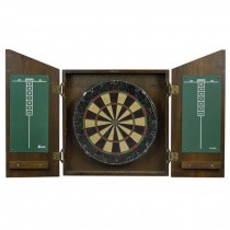 DART BOARD-Vintage W/Wooden Wall Case & Chalk Score Board