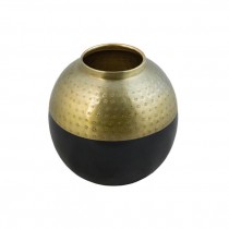 VASE-Round W/Brass Top & Black Bottom