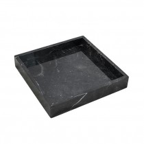 TRAY-Square Black Marble W/White Veins