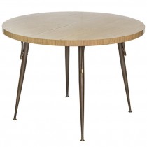 KITCHENETTE TABLE-Vintage Round W/ Wood Grain Laminate