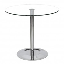 CAFE TABLE-Round Glass Top W/Silver Base