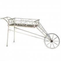 FLOWER CART-Vintage Distressed White Scroll Work W/(1)Front Wheel