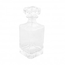 Whiskey Decanter-Square Clear Glass W/Square Stopper